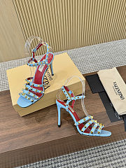 Valentino Rockstud Kidskin Blue Sandal 100mm - 4