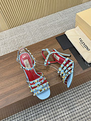 Valentino Rockstud Kidskin Blue Sandal 100mm - 3