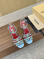 Valentino Rockstud Kidskin Blue Sandal 100mm - 2
