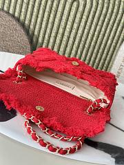 Chanel Flap Bag Red Small CC Tweed Nature 27cm - 5