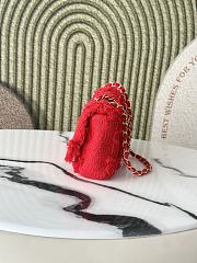 Chanel Flap Bag Red Small CC Tweed Nature 27cm - 3