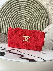 Chanel Flap Bag Red CC Tweed Nature 38x21x11cm - 1