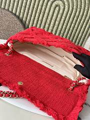 Chanel Flap Bag Red CC Tweed Nature 38x21x11cm - 5