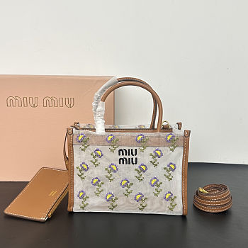 Miu Miu mesh top-handle Cognac bag 19.5x14x9cm
