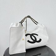 Chanel Coco Beach Shopping Tote Denim White Black 43x20x17cm - 5