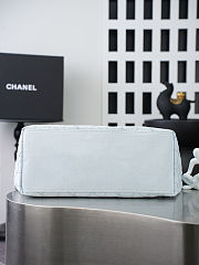 Chanel Coco Beach Shopping Tote Denim Light Blue Brown 43x20x17cm - 5