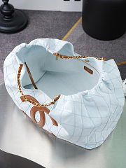 Chanel Coco Beach Shopping Tote Denim Light Blue Brown 43x20x17cm - 3