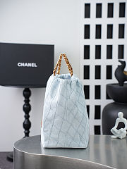 Chanel Coco Beach Shopping Tote Denim Light Blue Brown 43x20x17cm - 2