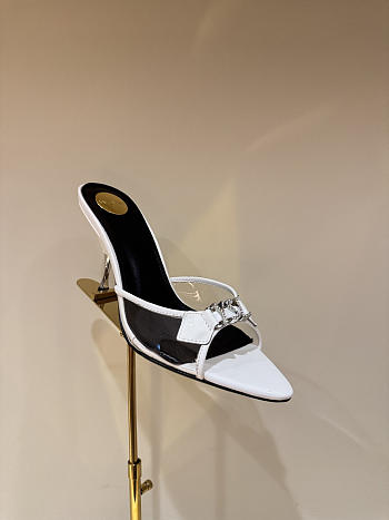 YSL Jerry mules in TPU and rhinestones white 8cm