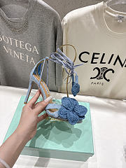 Aquazzura Calypso floral-appliqué raffia sandals 10cm - 3