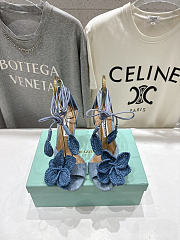 Aquazzura Calypso floral-appliqué raffia sandals 10cm - 2