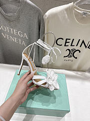 Aquazzura Calypso floral-appliqué raffia sandals white 10cm - 2