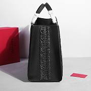 Valentino Garavani Raffia Calfskin Vlogo Tote Naturale Saddle Black 48cm - 5