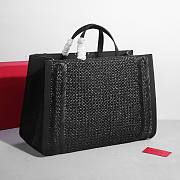 Valentino Garavani Raffia Calfskin Vlogo Tote Naturale Saddle Black 48cm - 3