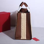 Valentino Garavani Raffia Calfskin Vlogo Tote Naturale Saddle Brown 48cm - 4