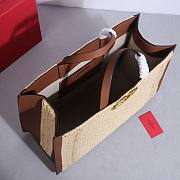 Valentino Garavani Raffia Calfskin Vlogo Tote Naturale Saddle Brown 48cm - 2