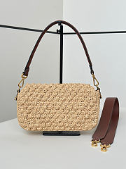 Fendi Baguette Hazelnut-stitch raffia-effect bag 27x15x6cm - 3