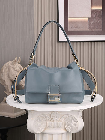 Fendi Mamma Baguette Medium Mercury Blue - 26.5x18x8.5cm