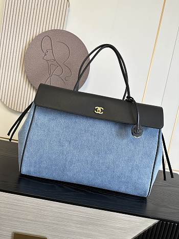 Chanel 2026ss Shopping Bag blue denim 43x33x17cm