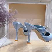 Manolo Blahnik Maidugura 90mm Satin Blue Mules - 4