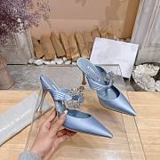 Manolo Blahnik Maidugura 90mm Satin Blue Mules - 3