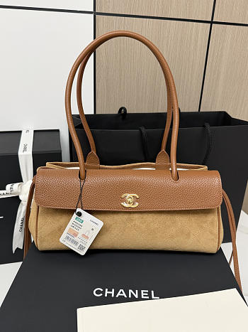 Chanel 26s Shopping bag Brown suede 30.5x15x11.5cm