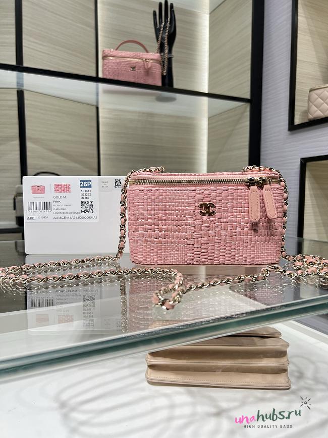 Chanel Vanity Case Raffia pink 17x9.5x8cm - Unahubs - 1