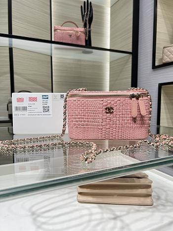 Chanel Vanity Case Raffia pink 17x9.5x8cm - Unahubs