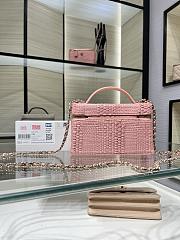 Chanel Handle Vanity Case Raffia pink 19.5x5x17cm - Unahubs - 5
