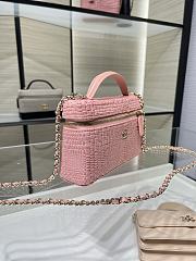 Chanel Handle Vanity Case Raffia pink 19.5x5x17cm - Unahubs - 3