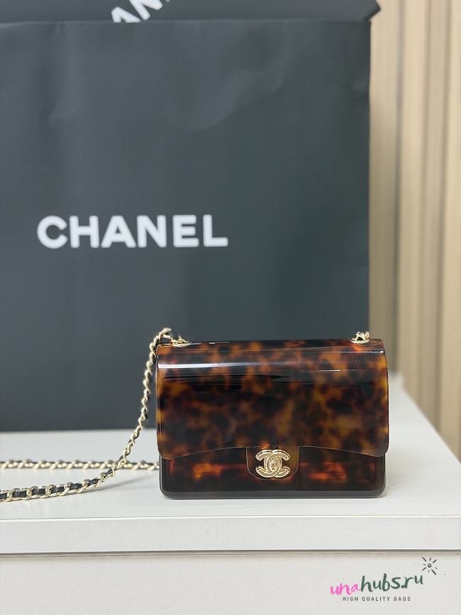 Chanel Mini evening bag Plexi gold brown black 12x9x4.5cm - 1