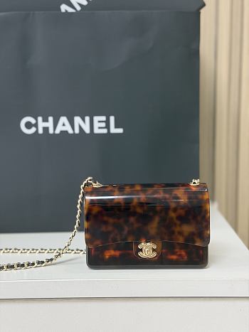 Chanel Mini evening bag Plexi gold brown black 12x9x4.5cm