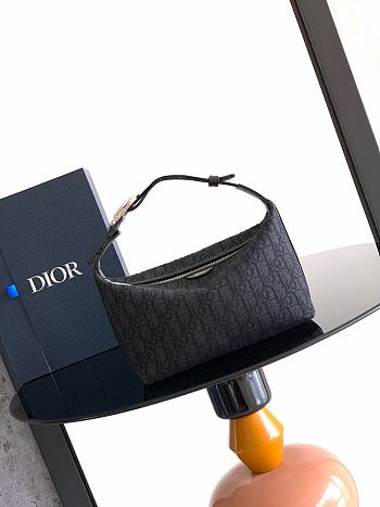 Dior Jett Pouch Black Oblique Jacquard 23x13x11cm