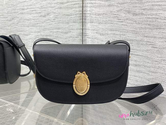 Dior Medium Médaillon Flap Bag Black Calfskin 23x16x6.5cm - 1