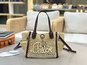 Chloé Iconic double carry bag in raffia 23x20x12cm