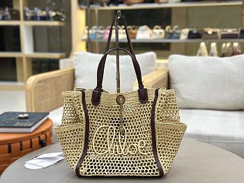 Chloé Iconic double carry bag in raffia 28x29x15cm