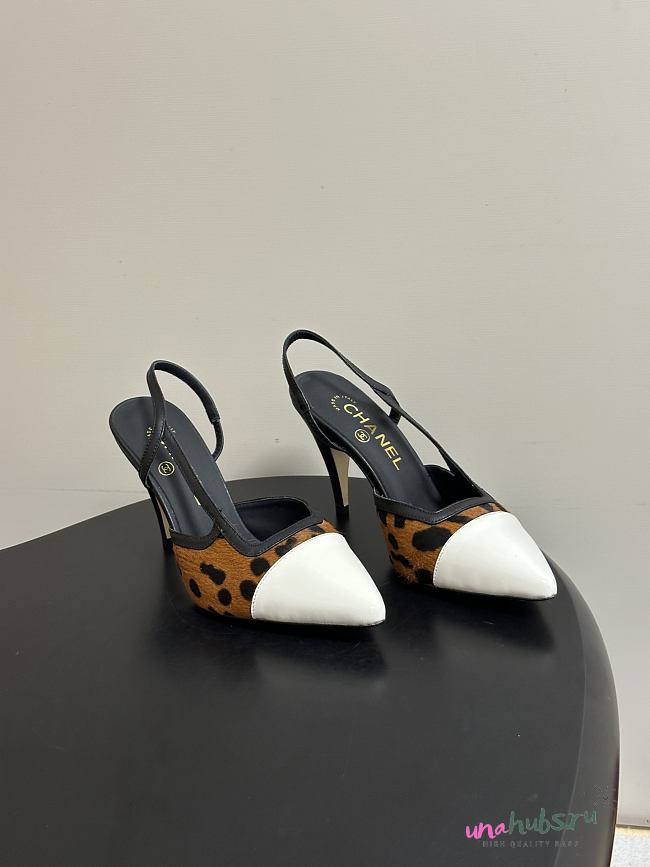 Chanel Slingbacks Lambskin Mixed Fibers Brown 9cm - 1