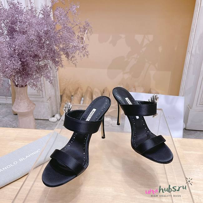 Manolo Blahnik 100mm black Chivela sandals - 1