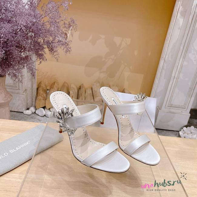 Manolo Blahnik 100mm white Chivela sandals - 1