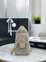 Chanel small 25 handbag grey suede 30x26x14cm - 4