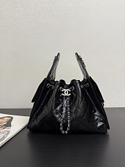 Chanel 25 Handbag Black Silver lambskin 30x26x14cm - 1