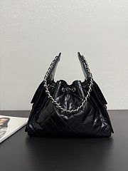 Chanel 25 Handbag Black Silver lambskin 30x26x14cm - 5