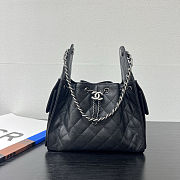 Chanel 25 Handbag Black Silver Caviar 30x26x14cm - 1