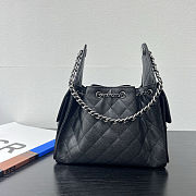 Chanel 25 Handbag Black Silver Caviar 30x26x14cm - 4
