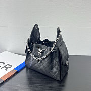 Chanel 25 Handbag Black Silver Caviar 30x26x14cm - 2