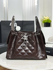Chanel 25 Handbag dark brown Silver lambskin 30x26x14cm - 1