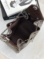 Chanel 25 Handbag dark brown Silver lambskin 30x26x14cm - 5
