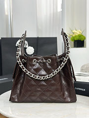 Chanel 25 Handbag dark brown Silver lambskin 30x26x14cm - 3