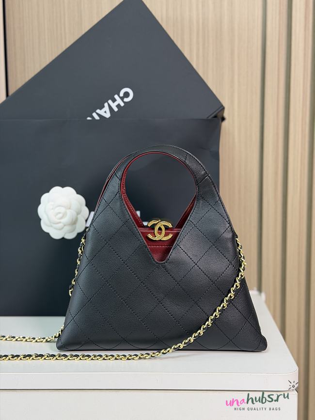 Chanel Small Shopping Bag Lambskin Gold Black 23x23x7cm - 1
