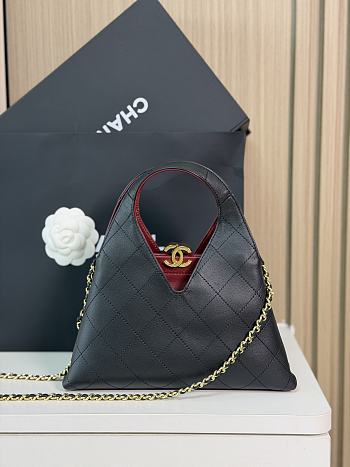 Chanel Small Shopping Bag Lambskin Gold Black 23x23x7cm